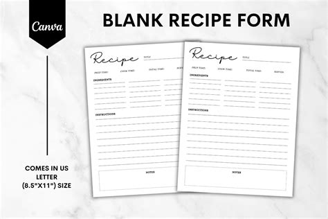 Blank Recipe Form Canva Template Graphic By Sundiva Design Creative