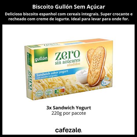 Biscoito Gullón Sem Açúcar Sandwich Yogurt 3 Pacotes