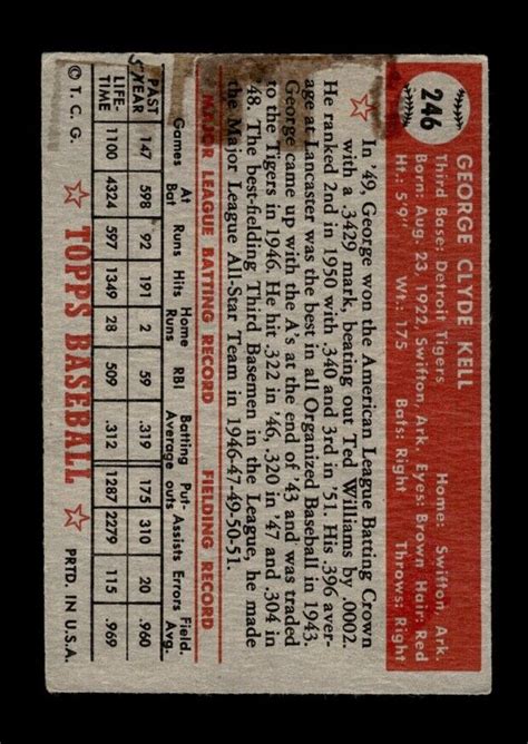 1952 Topps Set Break 246 George Kell VG VGEX GMCARDS EBay