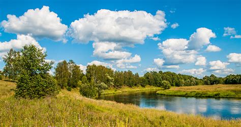 壁紙俄罗斯河流天空Moscow river草云树大自然下载照片