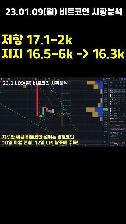 비트코인시황 230109월 지루한 횡보 비트코인 널뛰는 알트코인 10일 파월 연설 12일 Cpi 발표에 주목