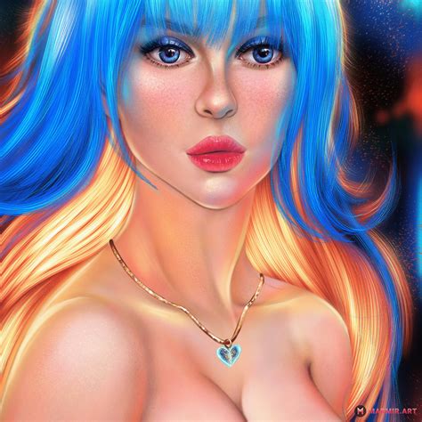 The Girl With Neon Hair 30 Marmirart Neon Hair Brushes On Behance