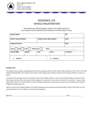 Fillable Online Residence Life Prospective Students Din College Fax