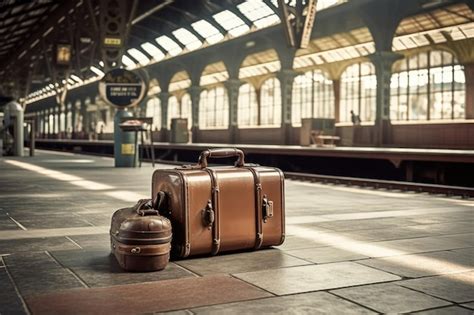 Premium AI Image Forgotten Luggage In An Old Train Station