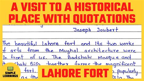 A Visit To Historical Place With Quotation Essay In Simple English