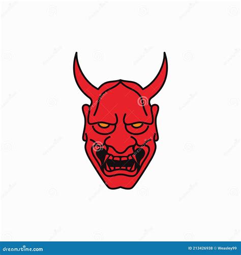 Japanese Demon Oni Mask Logo Design Stock Vector Illustration Of