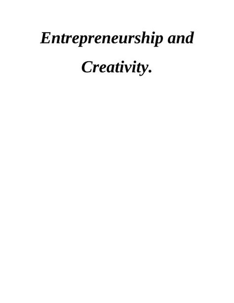 Entrepreneurship And Creativity Desklib