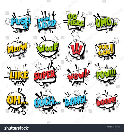 Big Set Comic Font Bubble Effects Stock Vector (Royalty Free) 604637702