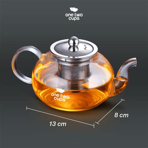 One Two Cups Teko Kaca Teh Chinese Teapot Dengan Saringan 600ml 600 Ml