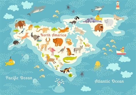 North America Cartoon Animals Map Stock Illustrations – 193 North ...