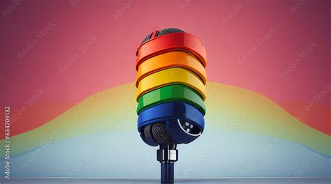 Megaphone And Microphone Colored With Rainbow Lgbtq Concept Gender