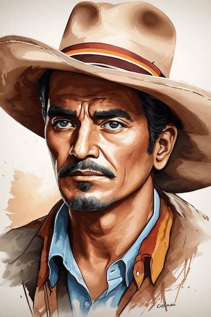 O Desenho De Um Homem Usando Um Chap U De Cowboy Foto Premium