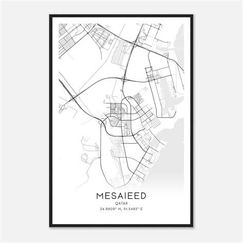 Mesaieed Qatar Map Poster, Mesaieed City Road Wall Art Print - Custom ...