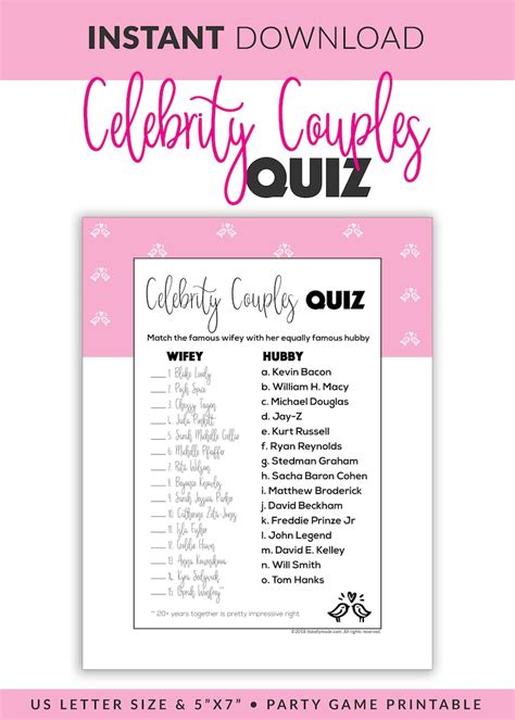 Printable Couples Quizzes