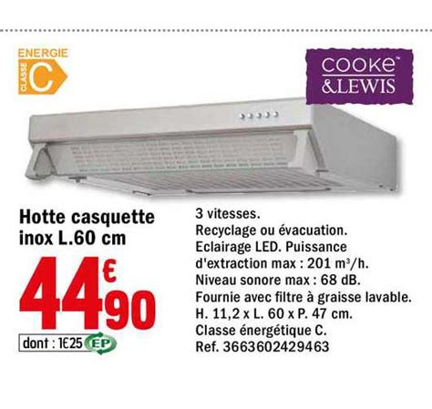 Promo Hotte Casquette Inox L Cm Cooke Lewis Chez Brico D P T