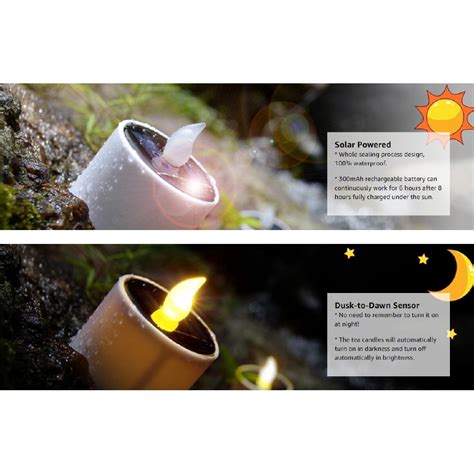 6pcs Solar Tea Lights Waterproof Rechargeable Led Flameless Tealight Candles With Dusk To Dawn