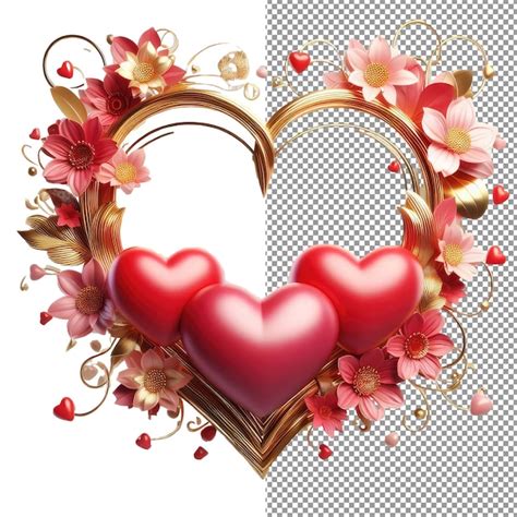 Premium Psd Heartfelt Embrace Isolated D Heart Frame On Png Background