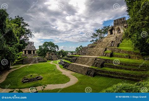 Temples of the Cross Group at Mayan Ruins of Palenque - Chiapas, Mexico ...