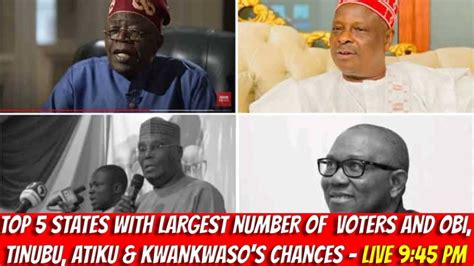 Top States With Largest Number Of Voters And Obi Tinubu Atiku