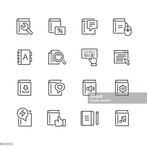 Book Icon Set In Thin Line Style Stock Illustration Download Image