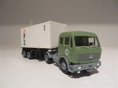 Herpa Sattelzug MB Mercedes Benz SK EKB grün Container 20 ft Artu 1 87