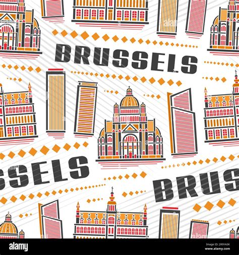 Vector Brussels Seamless Pattern, repeat background with illustration ...