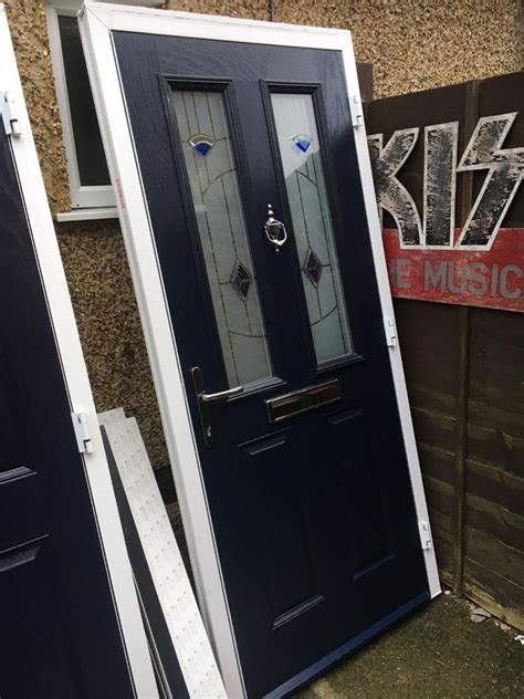 Upvc Front Door And Frame Opens Outwards In Dark Blue In Shepperton