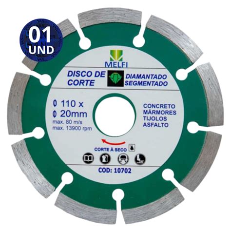 Disco Diamantado De Corte Segmentado Mm X Mm Melfi Para Serra