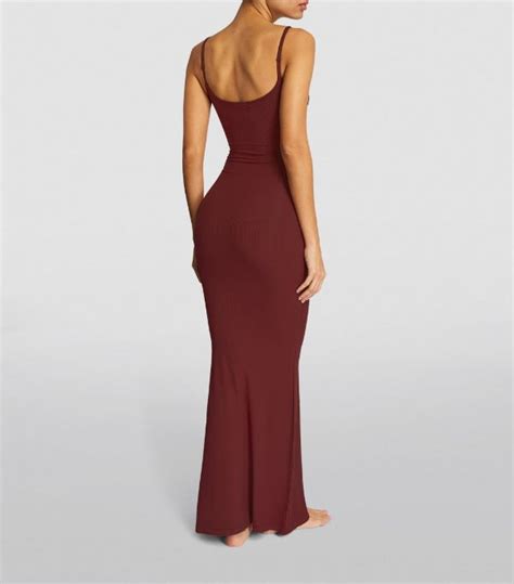 Womens Skims Burgundy Soft Lounge Long Slip Dress Harrods Uk