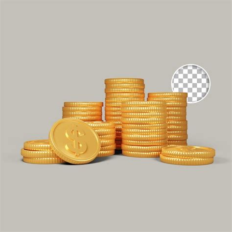 3D Renderizar Pilha Realista De Moedas De Ouro PSD Premium