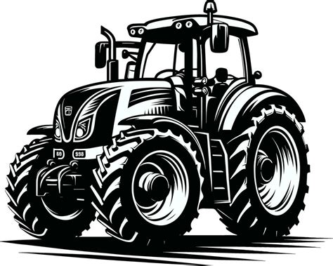 Black and White Tractor Silhouette Illustration Pro Vector 36465014 ...