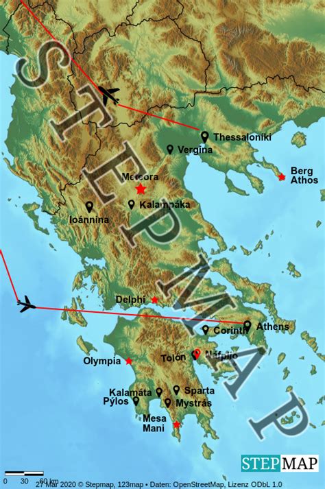 StepMap Griechenland Rundreise Landkarte für Europa