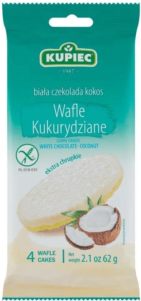 Kupiec Wafle kukurydziane biała czekolada kokos 62 g 4 sztuki Ceny