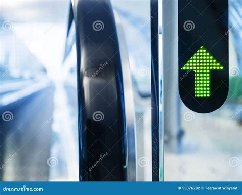 Escalator Walkway With Arrow Sign Symbol Stock Photo Image Of