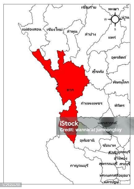 tak map province western thailand asia stock illustration