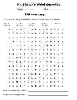 Word Searches For Developing Intermediate Spellers Long E Vowel Patterns