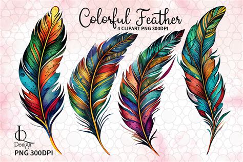 Colorful Feather Watercolor Clipart Graphic By Lq Design · Creative Fabrica