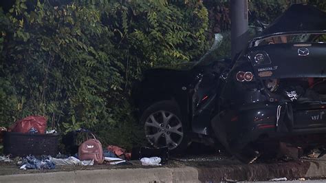 Cleveland Firefighters Free Two People Trapped After Car Hits Pole