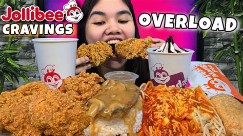 Jollibee Mukbang Chickenjoy Burger Steak Spaghetti Sunday Large