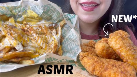 Asmr Trying The New Wingstop Hot Honey Rub Tender And Voodoo Fries So