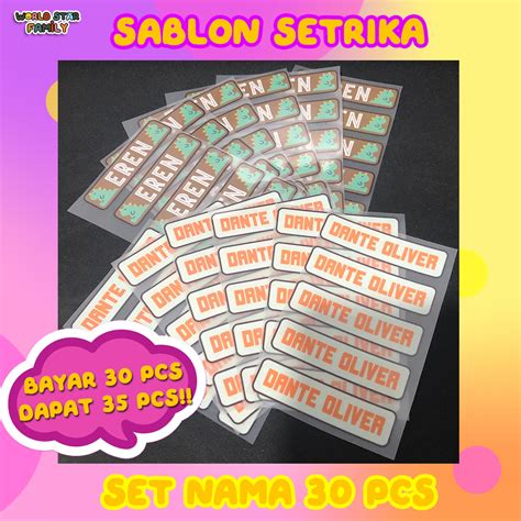 Wsf Sablon Setrika Stiker Label Nama Stiker Label Nama Dtf Custom Label