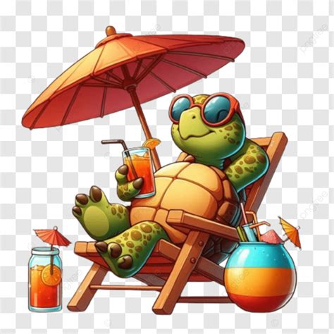 3d Turtle Relaxing On The Beach Summer Clipart Sublimation 3d Turtle