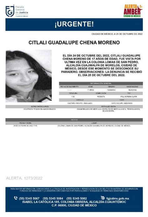 Activan Alerta Amber Para Localizar A Citlali Guadalupe N