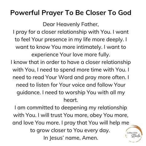 Prayer For A Closer Relationship With God Coffee With Starla