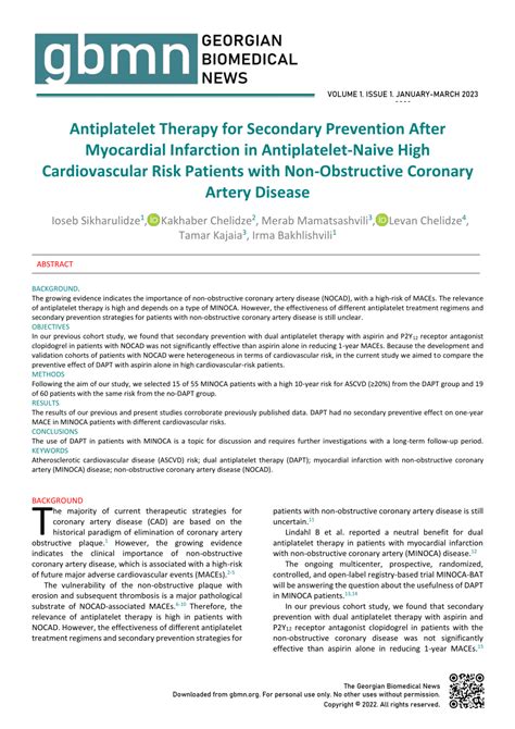 Pdf Antiplatelet Therapy For Secondary Prevention After Myocardial