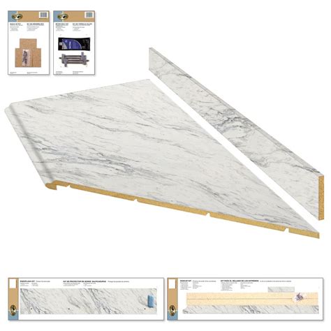 Ft Laminate Countertop Kit With Right Miter In Calcutta Marble With