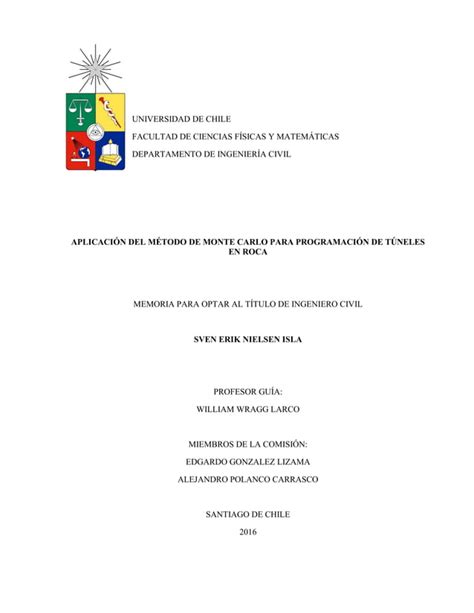 Aplicacion Del Metodo De Monte Carlo Para Programacion De Tuneles En Roca Pdf