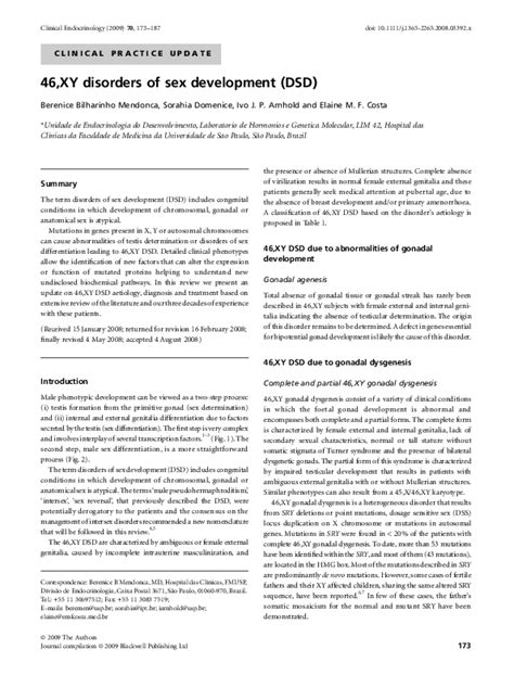 Pdf 46xy Disorders Of Sex Development Dsd S Domenice