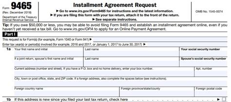 Irs Form 9465 Fs Printable Printable Forms Free Online