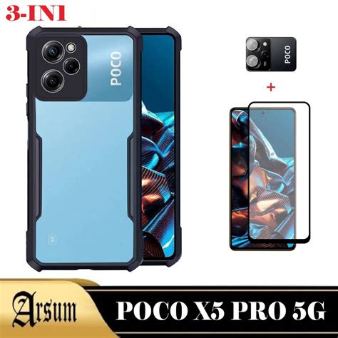 Jual Paket 3in1 Softcase Transparan Xiaomi Poco X5 Pro 5G 2023 Redmi